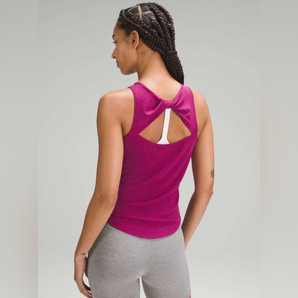 NWT Lululemon Modal Silk Twist-Back Yoga
Tank Top Magenta Purple Size: 6